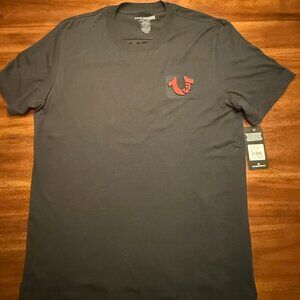 $62 BRAND NEW True Religion Black T-Shirt With Red Raised Lettering - Size XL